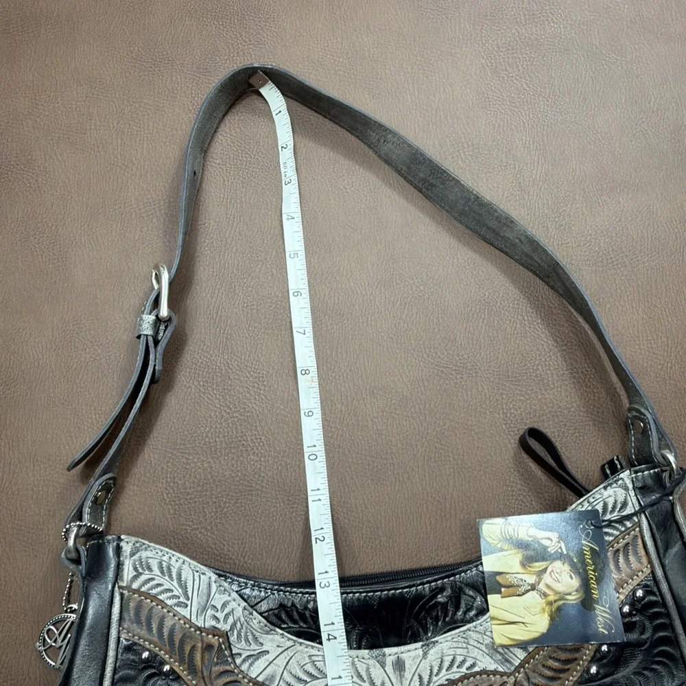 AMERICAN WEST Western Shoulder Bag Leather Purse Studded Country Cowgirl VTG New